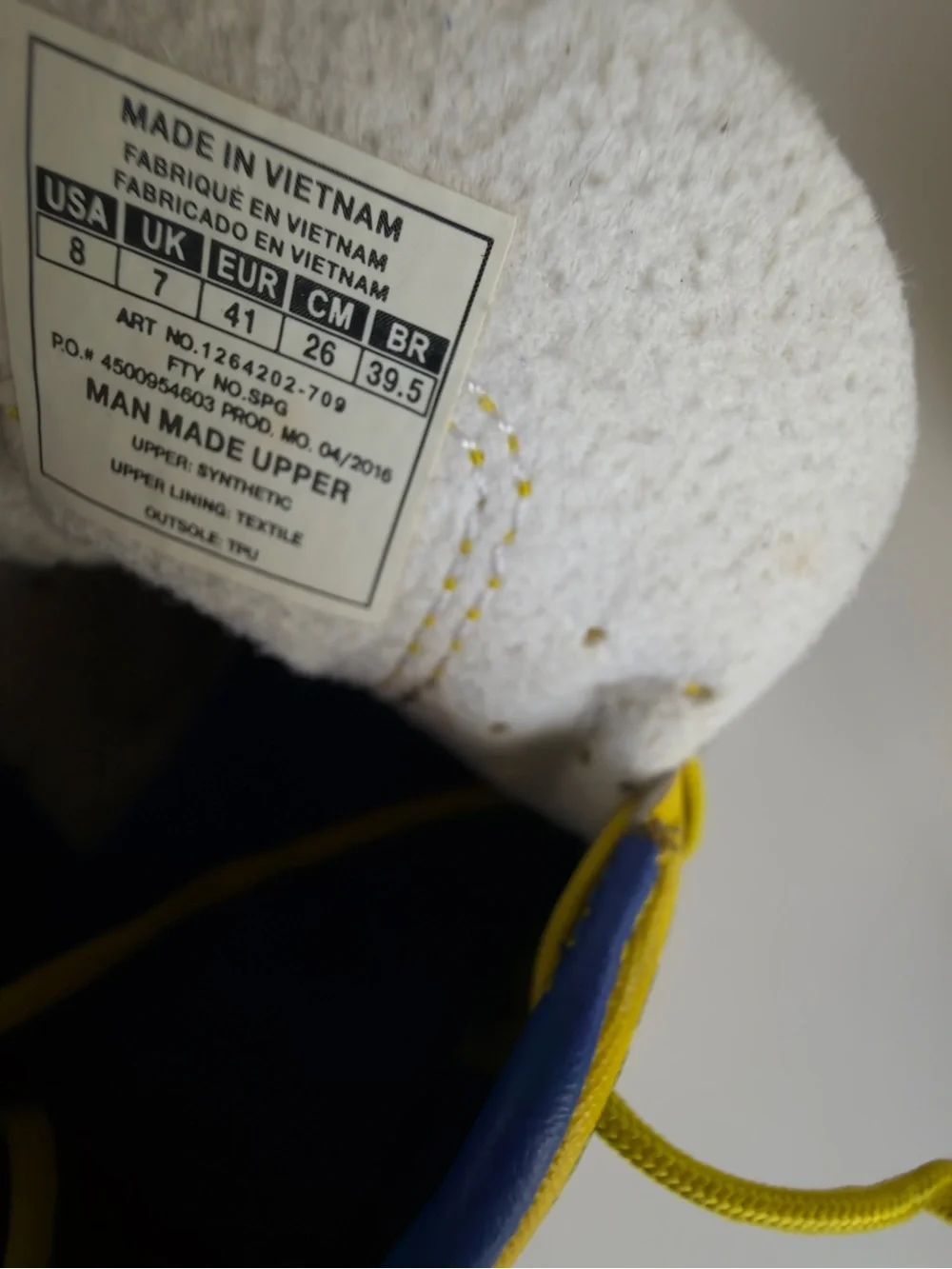Under Armour Blue and Yellow Athletic Shoe